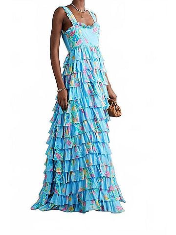 LoveShackFancy Idra Tiered Floral-Print Voile Maxi Dress (view 2)