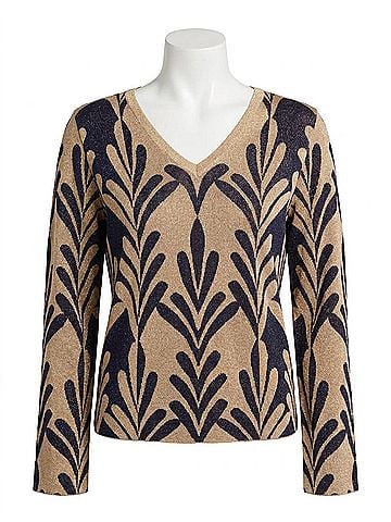 Frances Valentine Dakota Long Sleeve Top in Royal Palm (view 1)