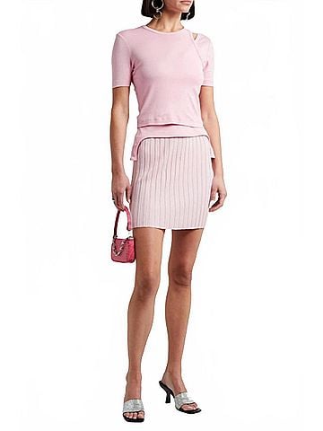 Helmut Lang Ribbed Wood Mini Skirt (view 2)