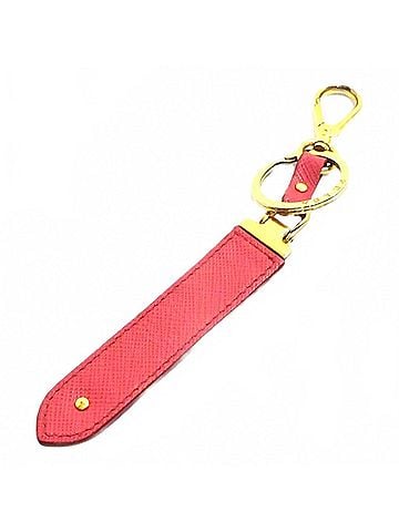 Prada Women's Peony Saffiano Leather Clip Keychain With Logo Lettering (view 2)
