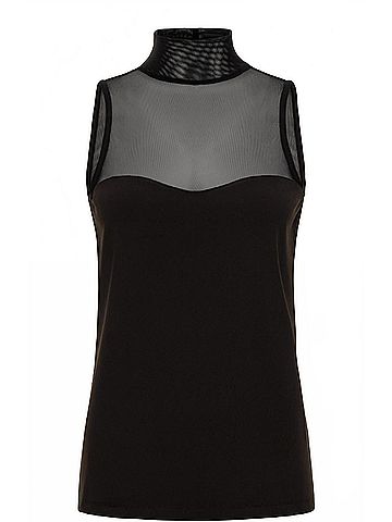Anatomie Ellen Sleeveless Mesh Mockneck Top in Black (view 1)