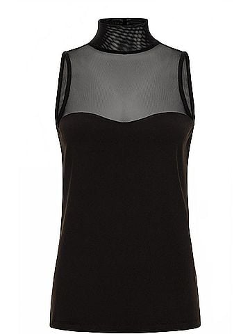Anatomie Ellen Sleeveless Mesh Mockneck Top in Black (view 1)