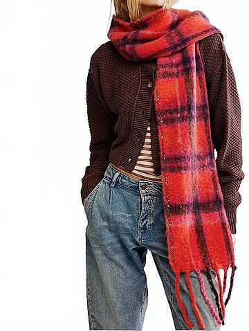Free People Women's Highland Plaid Skinny Scarf (view 2)