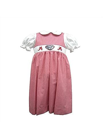 Vive La Fete Girl's University Of Alabama Collegiate Hand Smocked Gingham Jumper (view 1)