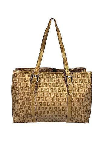 Fendi FENDI 8BH238 Zucca Zucchino Logo Bag Tote Shoulder Leather Men's Women's Gold (view 1)