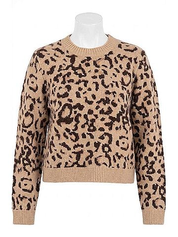 Kut from the Kloth Gisela Animal Print Pullover Sweater in Beige And Brown (view 1)