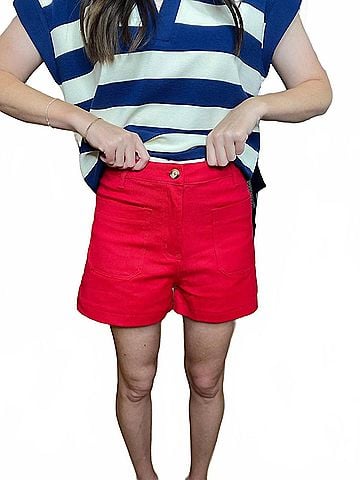 Entro Summer Happiness Shorts in Red (view 2)