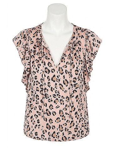 Velvet by Graham & Spencer Francine Ruffled Tank Top in Cheetah Blush (view 1)