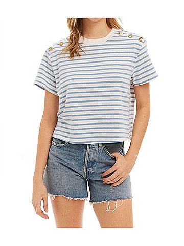 Allison Brooklyn Tee in Blue Stripe (view 2)