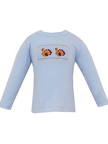 Anavini Girl's Turkey Smocked Long Sleeve Knit Shirt (view 1)