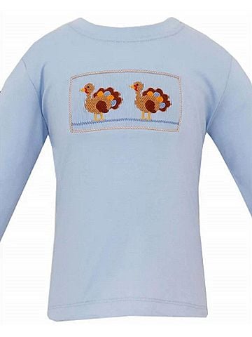Anavini Girl's Turkey Smocked Long Sleeve Knit Shirt (view 2)