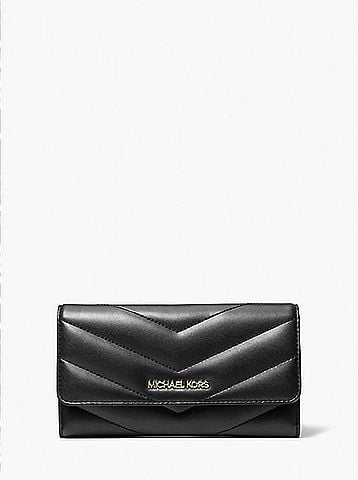 Michael Kors Women's Jet Set Travel Large Quilted Tri-Fold Wallet (view 2)