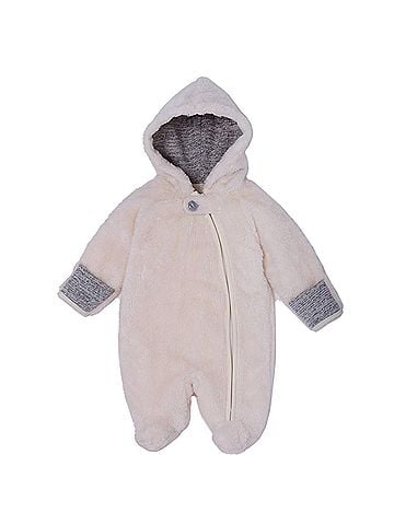 Le Top Le Top Bebe Ivory And Grey Hooded Snowsuit (view 1)