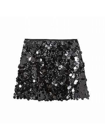 Line & Dot Sequin Mini Skirt in Black (view 1)