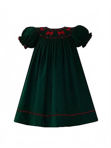 Anavini Girl's Corduroy Short Sleeve Bows Bishop Dress (view 1)