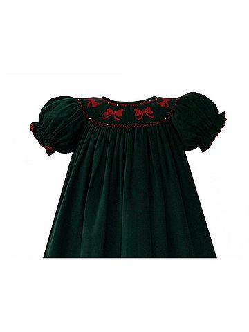 Anavini Girl's Corduroy Short Sleeve Bows Bishop Dress (view 2)