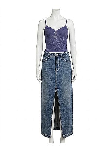 Free People Nothing Better Denim Maxi Skirt in Blue (view 1)