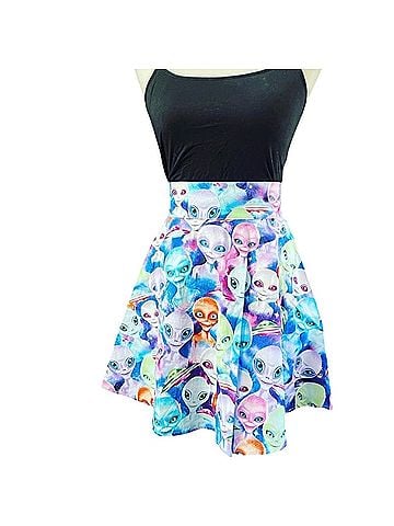 Retrolicious Alien Invasion Skater Casual Skirt (view 1)