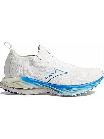 Mizuno Women Wave Neo Wind Running Shoe in Undyed White-Peace Blue (view 1)