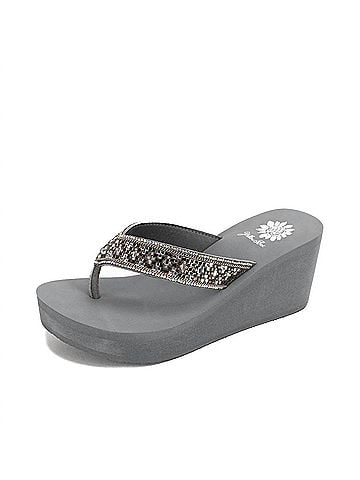 Yellow Box Women's Etta Wedge Sandal in Grey (view 2)