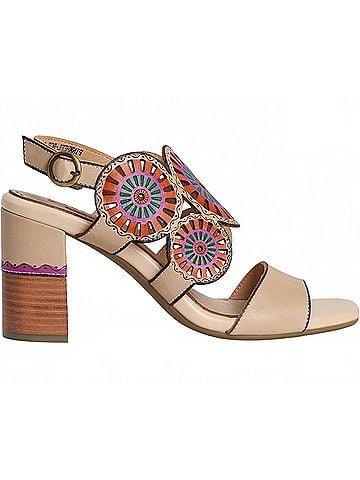 Spring Step Women's Pinwheel Heeled Sandal in Beige (view 1)