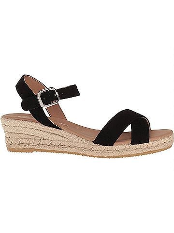 Eric Michael Women's Ashley Espadrille Wedge Sandals in Black (view 1)