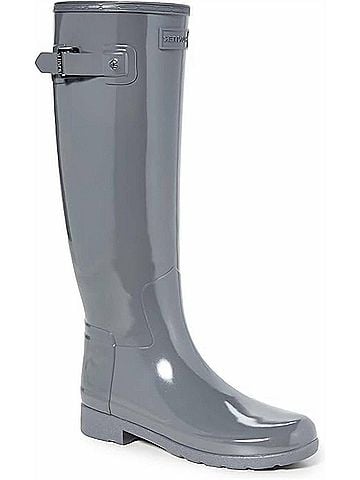 Hunter Women's Refined Tall Gloss Boots in Stratus Grey (view 1)