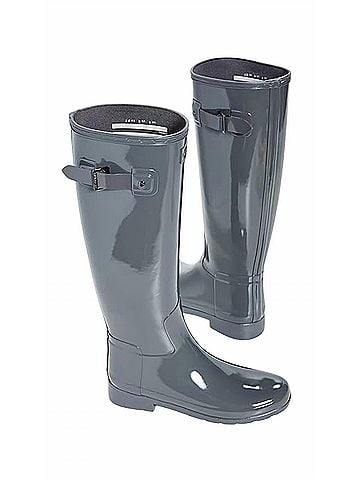 Hunter Women's Refined Tall Gloss Boots in Stratus Grey (view 2)