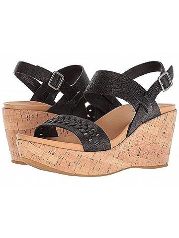Kork-Ease Women's Austin Braid Full Grain Wedge Sandal in Black (view 2)