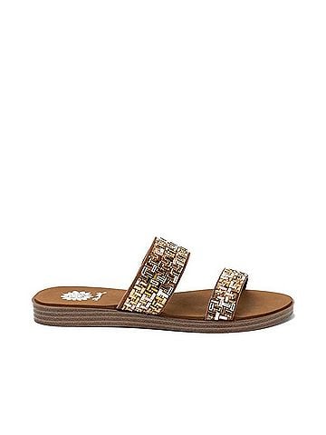 Yellow Box Women's Deloris Two Strap Rhinestones Sandals in Toast (view 1)