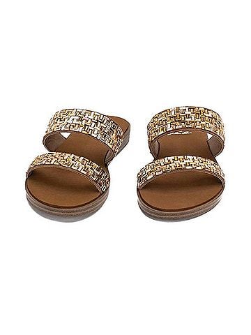 Yellow Box Women's Deloris Two Strap Rhinestones Sandals in Toast (view 2)