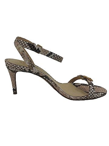 Schutz Women's Aurora Mid Heels in Snake Beige Latte (view 1)