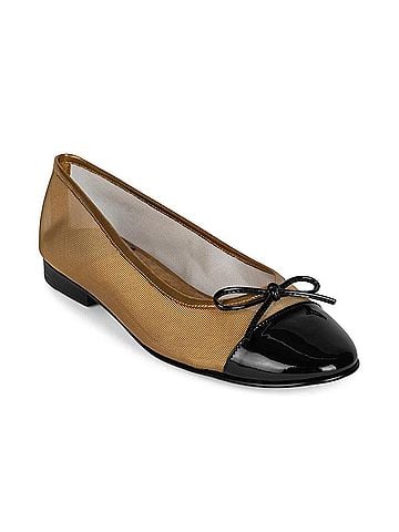 Jeffrey Campbell Women's Releve Mesh Ballet Flats in Gold Mesh Black Patent (view 2)