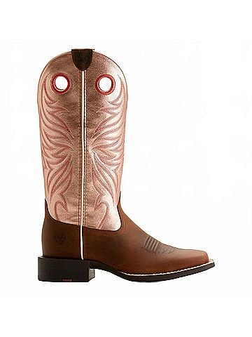Ariat Women's Round Up Ryder Western Boot - Medium in Brown Pink (view 1)