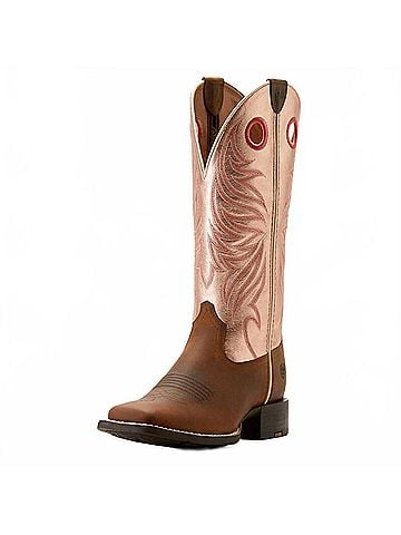 Ariat Women's Round Up Ryder Western Boot - Medium in Brown Pink (view 2)