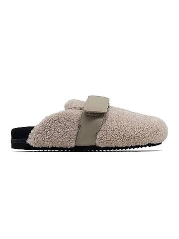 ROAM Women's Slip On Fuzzy Faux Shearling Loafer Mule in Cement (view 1)