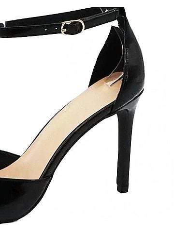 Anne Michelle Women's Ankle Strap Pointy Toe Pump in Black Patent (view 2)