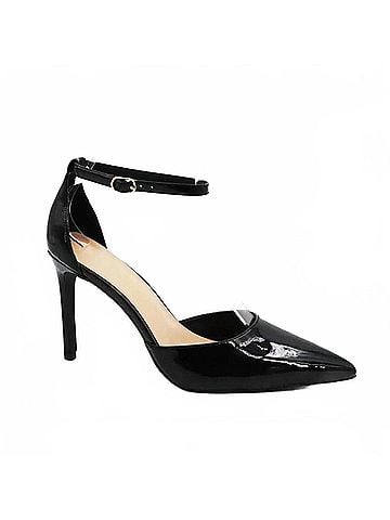 Anne Michelle Women's Ankle Strap Pointy Toe Pump in Black Patent (view 1)
