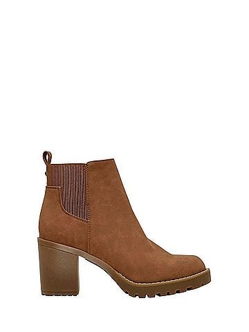 SODA Women's Chunky Heel Boots in Cognac (view 1)