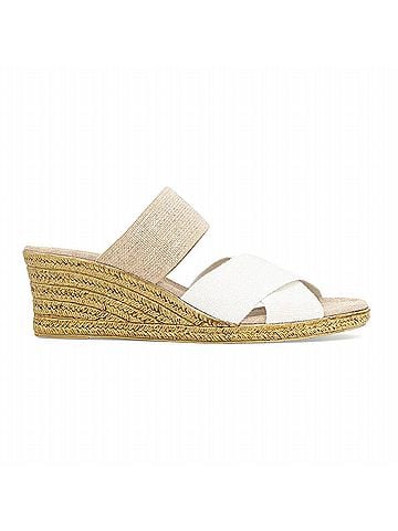 Charleston Shoe Company Women's Rita Wedge Linen Sandal in White (view 1)