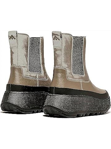 FitFlop Women's F-Mode Leather Lace-Up Flatform Ankle Boots in Minky Grey (view 2)