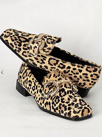 Shu Shop Women's Therese Leopard Hair Loafers in Brown/ Black (view 2)