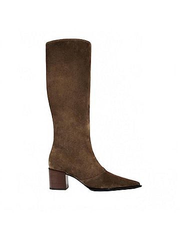 Schutz Women's Raffaela Up Mid Suede Boots in Root Brown (view 1)