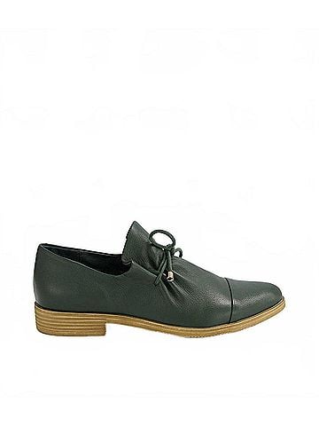 Django & Juliette Women's Kotty Leather Flat Shoes in Olive Leather (view 1)