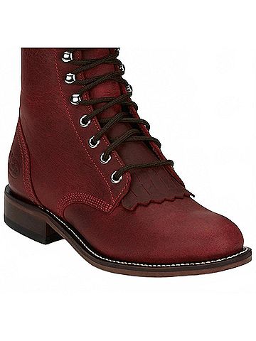 Justin Women's Lace Up Roper Boots in Wine (view 2)