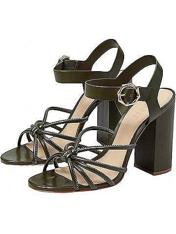 Schutz Women's Mahi Block Sandal in Military Green (view 2)