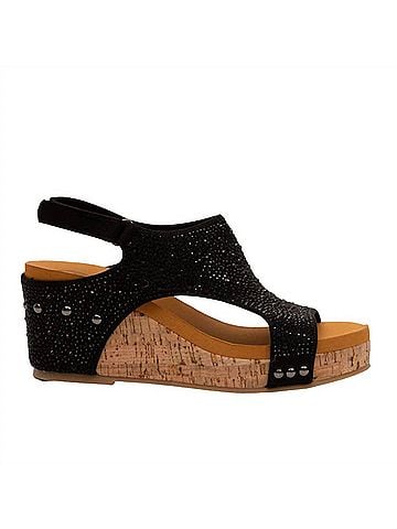 Makers Women's Rhinestone Slingback Cork Wedge Sandals (view 1)