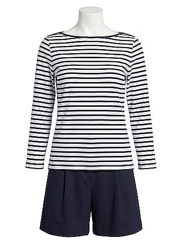 Lafayette 148 New York Stripe Top in Navy Multi (view 1)