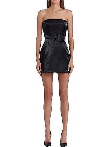 Amanda Uprichard Fae Strapless Satin Mini Dress (view 2)