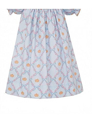 Anavini Girl's Short Sleeve Smocked Bishop Dress (view 2)
